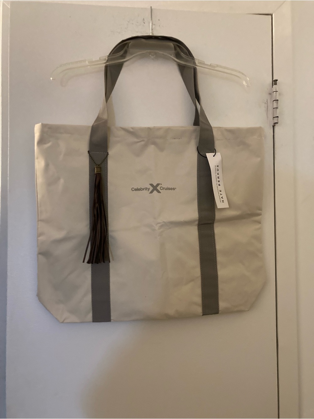 New Celebrity Cruise Nate Burkus Large Lined Ivory Canvas Tote Bag